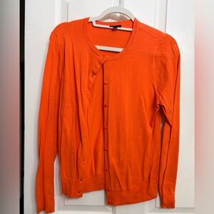 Ann Taylor Factory Vibrant Orange Button-Front Cardigan